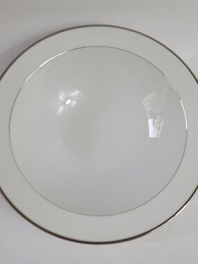 Style House Fine China Wedding Band Serving Bowl White Platinum Ring & Trim